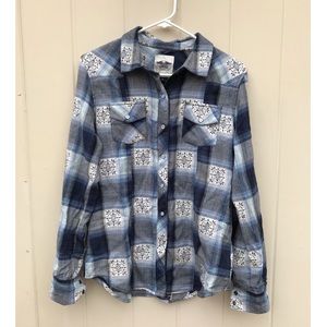 Harley Davidson Snowflake Flannel long sleeve top
